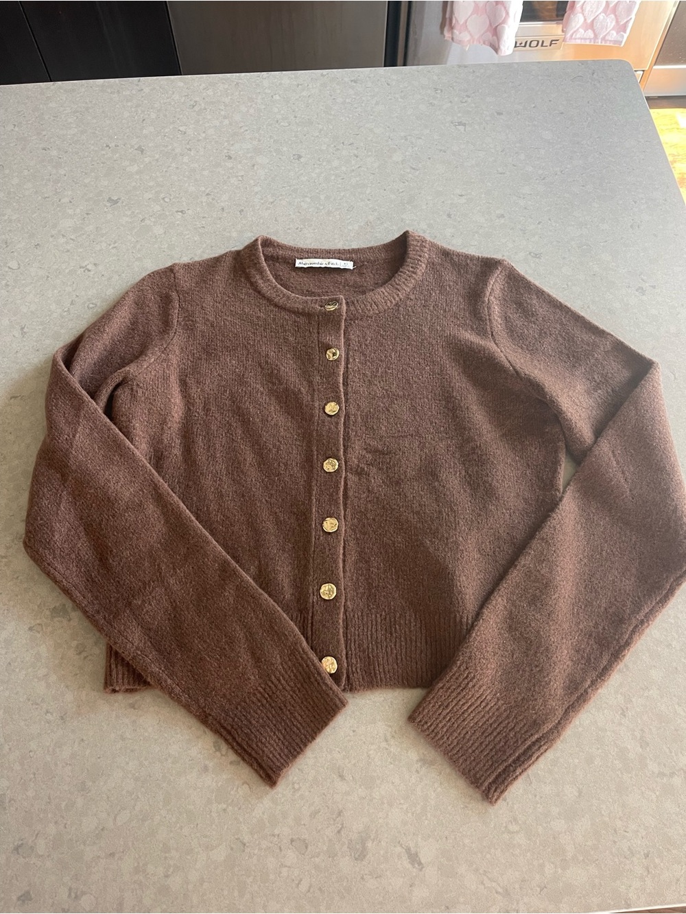 Abercrombie Brown Cardigan with Gold Buttons